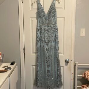 White by Soieblu light blue glitter prom/homecoming dress, size S.